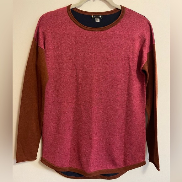 #80- SMARTWOOL- Shadow Pine Colorblock Crew Sweater - Women's - Picture 1 of 4